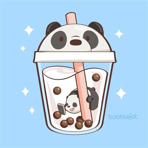 Super Cute We Bare Bears Doodle I Love The Panda Themed Boba Tea Its