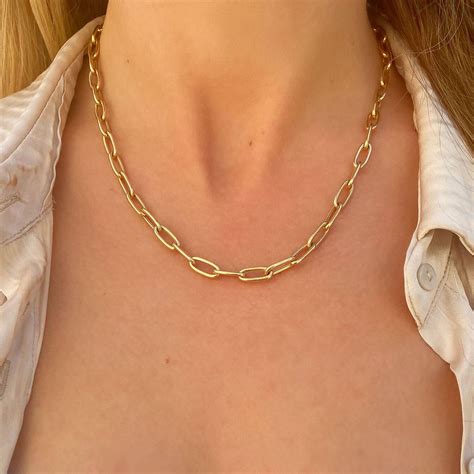 14K Grand Oval Link Chain Necklace - Baby Gold