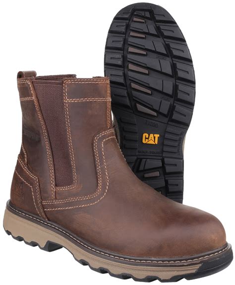 Caterpillar Cat Pelton Chelsea Dealer Safety Work Boots Brown Leather 6