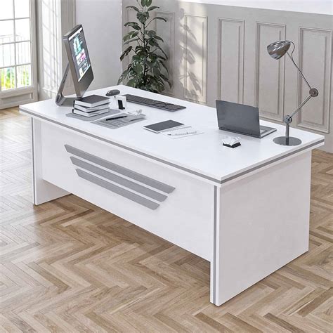 Newstar 71 Modern Home Office Furniture White And Metallic Gray Casa Mare