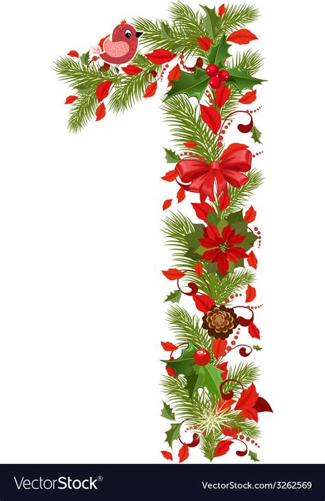 Christmas Floral Tree Number 1 Royalty Free Vector Image