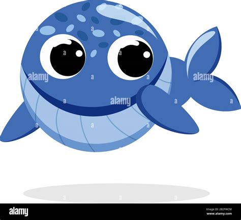 Whale In Flat Style Vector Image Cartoon Character Flat Vector Stock