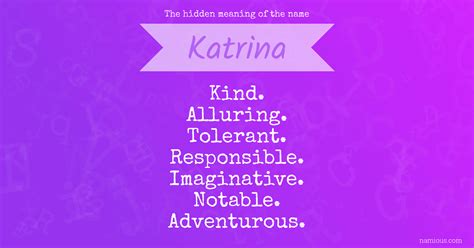 the hidden meaning of the name katrina namious