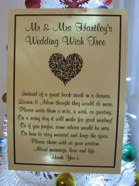 Items Similar To Personalised Wedding Wish Tree Poem Guest Book