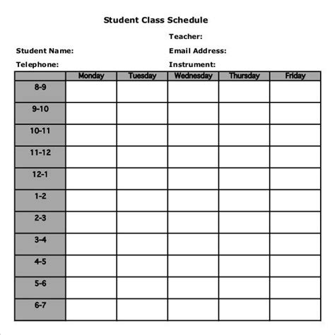 Class Schedule Template 36 Free Word Excel Documents Download