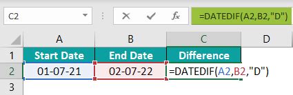 DATEDIF Excel Function Formula Examples How To Use