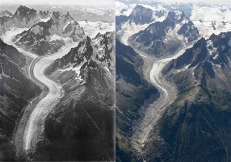 Fotografías Muestran El Retroceso De Los Glaciares Del Mont Blanc En Un
