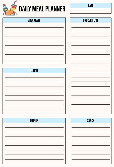 Blank Meal Planner Sheet 7 Free Pdf Printables Printablee