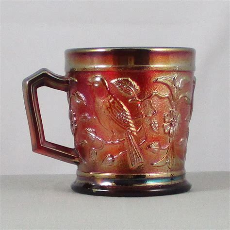 Imperial Red Robin Carnival Glass Mug Limited Edition For Acga Carnival Glass