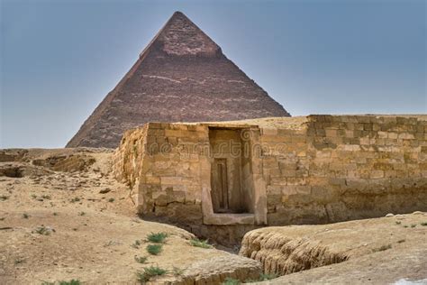 Ancient Tomb And The Pyramid Of Khafre Pyramid Of Chephren Stock Photo