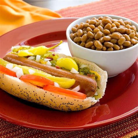 Le ghetto dog, beans & fries. Chicago-Style Hot Dogs: A Windy City classic with an all-beef hot dog, a poppyseed bun and baked ...