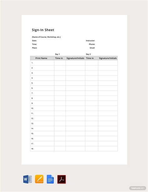 Sign In Sheet Template Google Docs Doctemplates Hot Sex Picture
