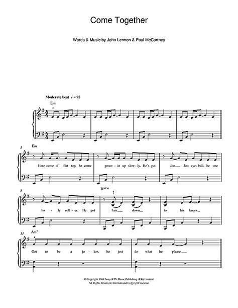 Come Together Sheet Music By Michael Jackson Beginner Piano 103046