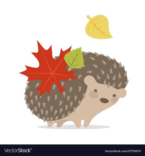 Image Autumn Leaves And Hedgehog Royalty Free Vector Image
