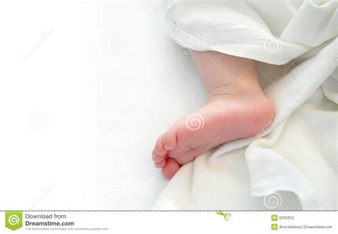 Baby Foot Over White Sheet Stock Photo Image Of Cotton 5635312