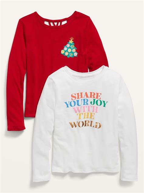 Long Sleeve Holiday Graphic T Shirt 2 Pack For Girls Old Navy