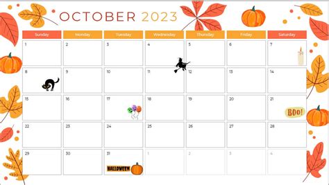 October 2023 Calendar Printable Planner Halloween Themed Etsy