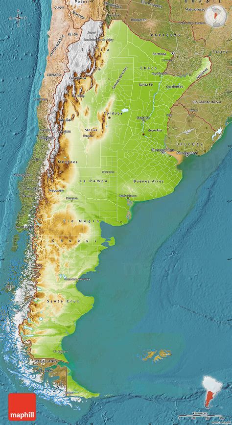 Easy Physical Map Of Argentina