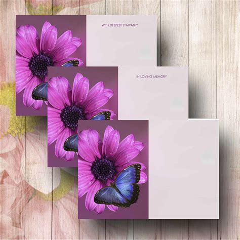 Beautiful Blue Butterfly Funeral Floral Message Cards Large