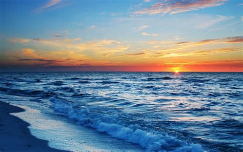 Superb Ocean Sunset Hd Desktop Wallpaper Widescreen High Definition