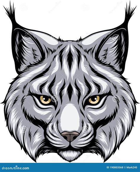 Head Of Lynx Black And White Illustration Cartoon Vector