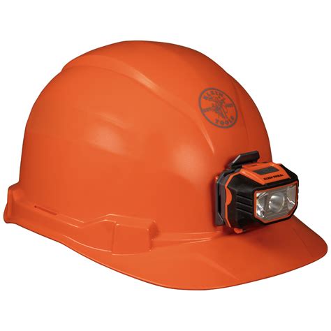 hard hat non vented cap style with headlamp orange 60900 klein connection