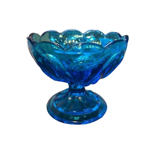 Dining Vintage Blue Glass Compote Candy Dish Poshmark