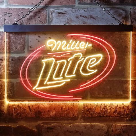 Miller Lite Classic Home Bar Neon Light Led Sign Red And Yellow 24 In