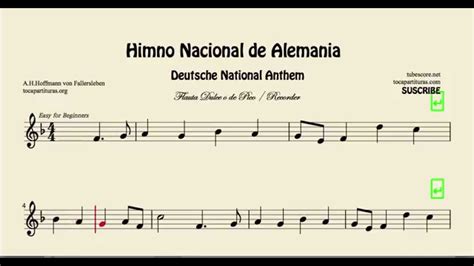 Himno Nacional De Alemania Partitura Fácil De Flauta Dulce Deutsche
