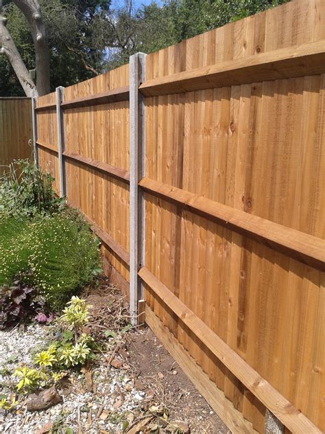Close Boarded Fence With Concrete Posts And Timber Gravel Boards Diy