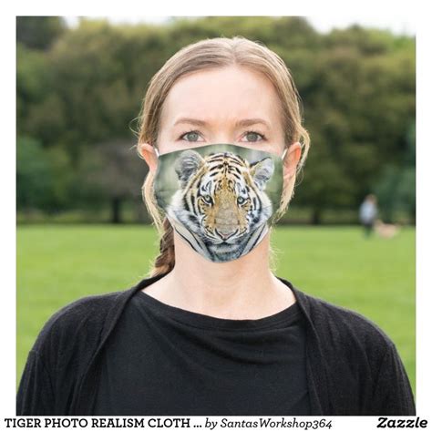 Tiger Photo Realism Cloth Face Mask Zazzle Com Tiger Face Mask