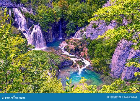 Magical Beautiful Breathtaking Scenic Scenery With Waterfalls In The