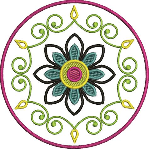 Floral Medallion Embroidery Design Artistic By Stitchique