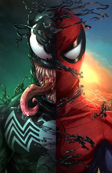 Spiderman Venom Art Print Marvel Comics Wallpaper Spiderman