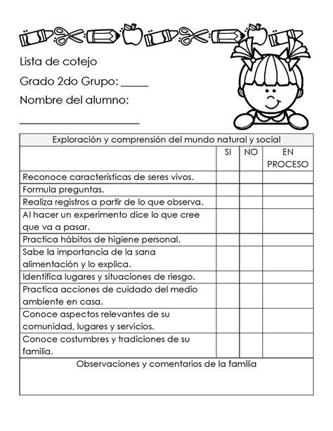 Preescolar Listas De Cotejopágina16 Imagenes Educativas