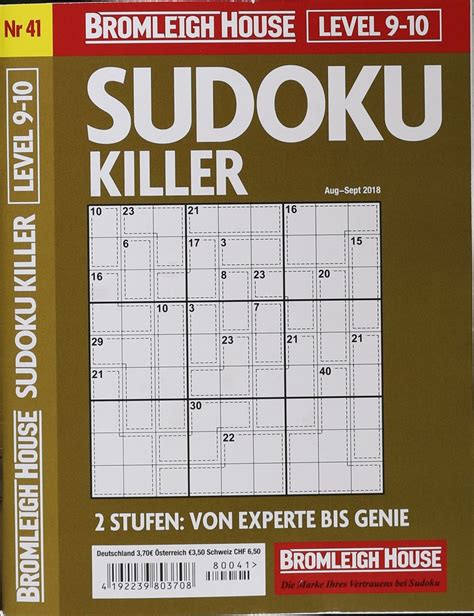 No number may appear more than once in any row, column, or block. SUDOKU KILLER 41/2018 - Zeitungen und Zeitschriften online