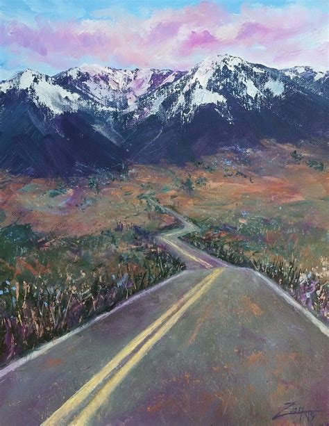 Acrylic Mountain Road Painting Road Painting Road Painting Acrylic