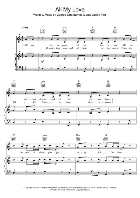 All for love (a miragem) — michael bolton. All My Love Sheet Music | George Ezra | Piano, Vocal ...