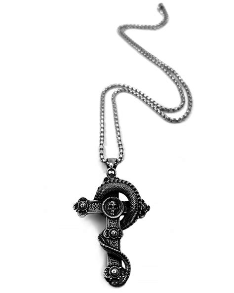 Skull And Dragon Cross Necklace