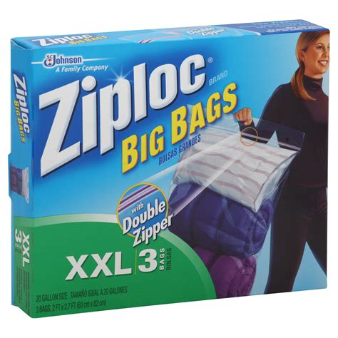 Ziploc Big Bags Xxl Heavy Duty 20 Gallon Size 3 Bags