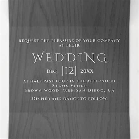 White Embossed Trees On Gray Wood Winter Wedding Tri Fold Invitation