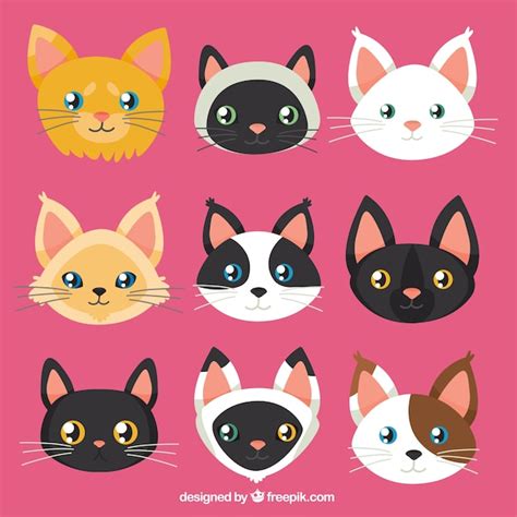 Cat Faces Collection Vector Free Download