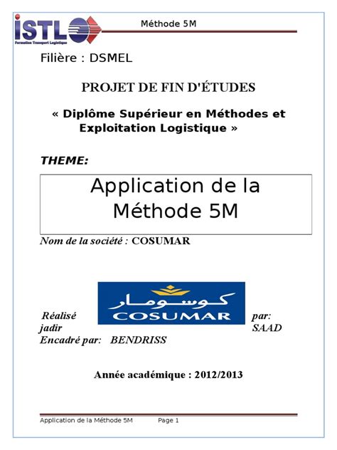 Rapportdestagecosumardocx Application Management De La Qualité