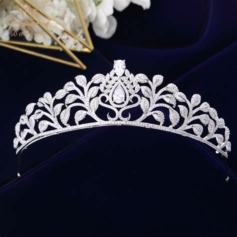 Gorgeous Cubic Zircon Brides Crowns Tiaras European Silver Plated Crystal Bridal Hairbands