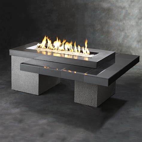 Attach your fire pit box to the bottom of the table. The Outdoor GreatRoom Company Uptown 64-Inch Linear ...