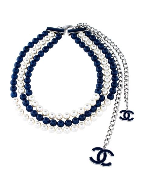 Chanel Faux Pearl Resin And Enamel Multi Strand Bead Necklace