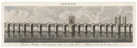 London Bridge In Its Original State Drawing By Mary Evans Picture Library