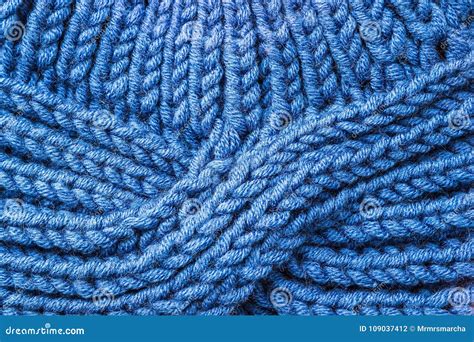 Blue Knitted Background Knitted Texture A Sample Of Knitting Stock