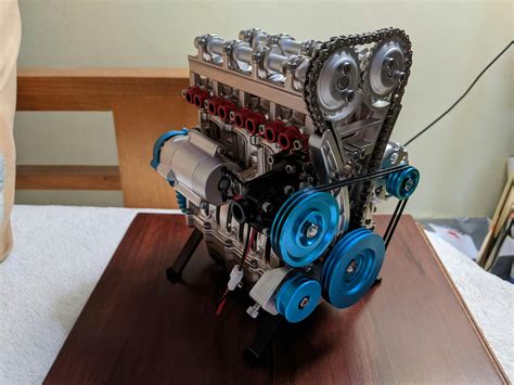 V4 Car Engine Assembly Kit Full Metal 4 Cylinder Engine Building Kit