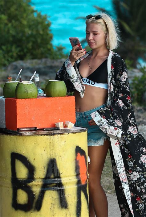 Jessica Woodley Out At A Beach In Barbados Hawtcelebs